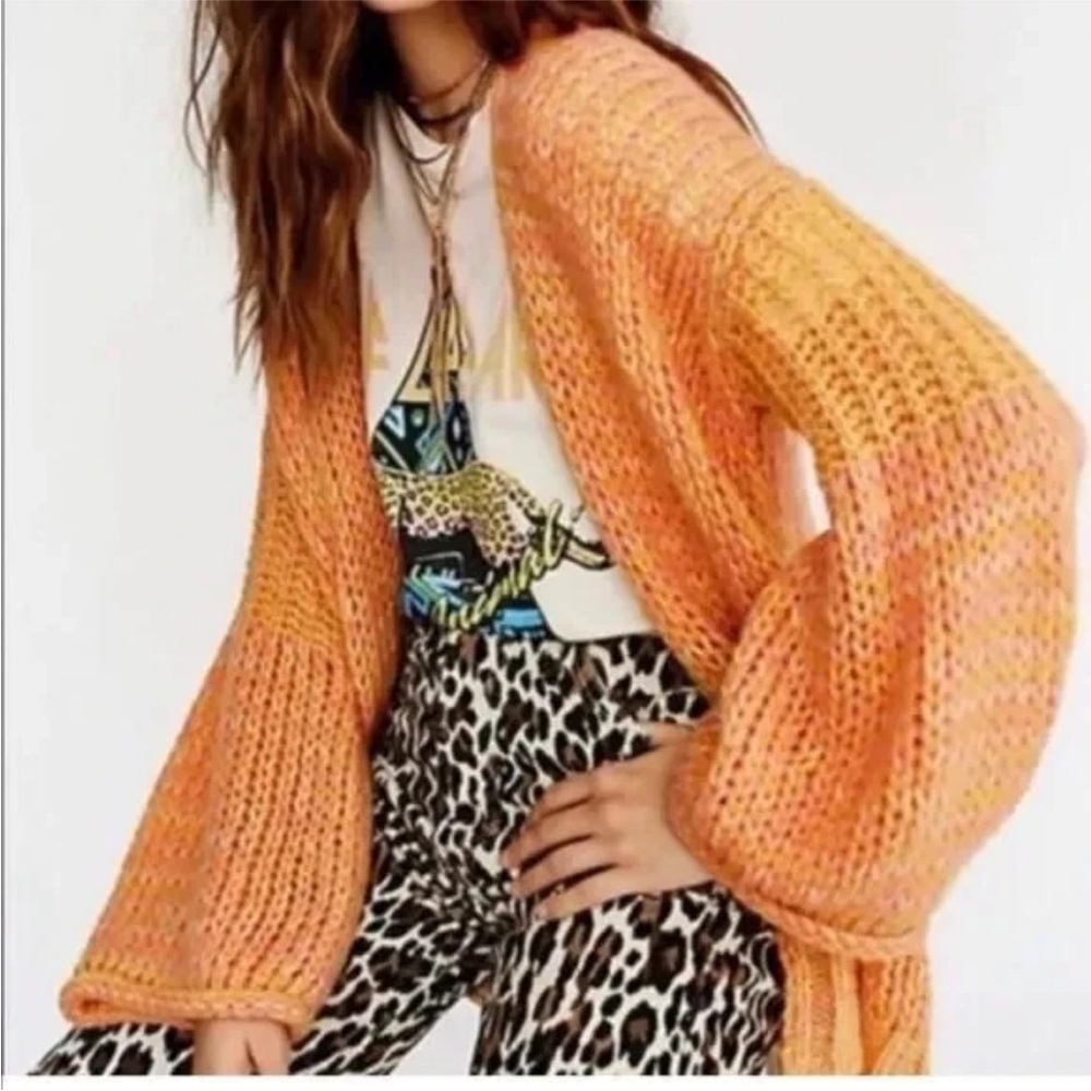 Women's Orange Knit Sweater free people